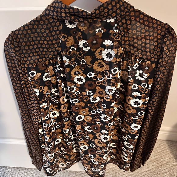 MICHEAL KORS Floral Georgette Tie-Neck Blouse - Picture 2 of 5